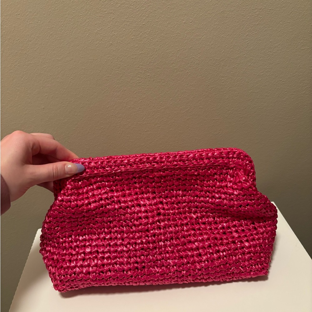J. Crew Portofino hand-knotted faux-raffia clutch